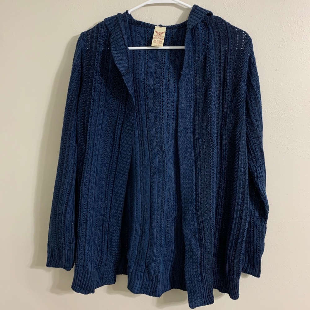 Blue Hooded Cardigan